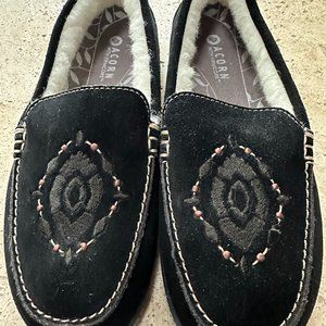ACORN PRIMA MOC SUEDE FLEECE SLIPPERS NEW